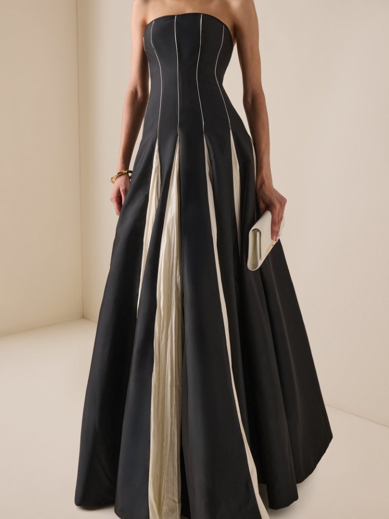 Marmar Halim Contrast-Paneled Taffeta Gown — image 3 of 3
